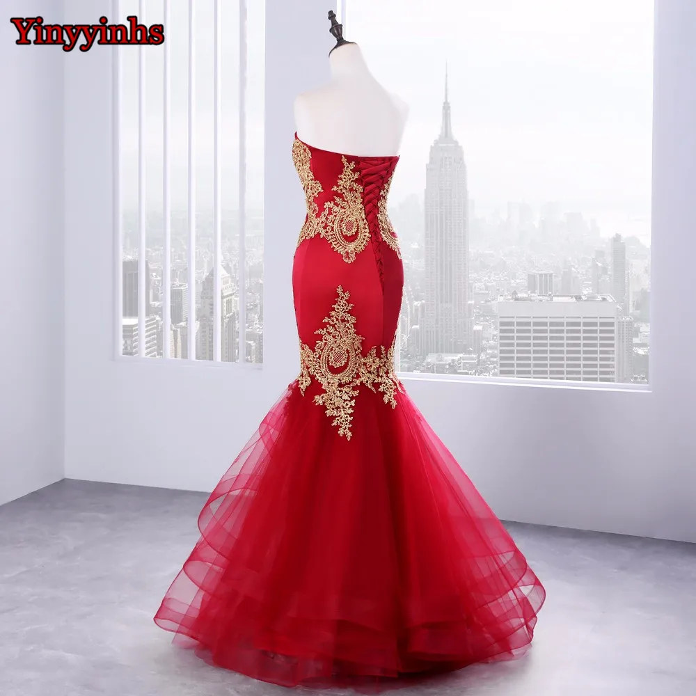 Vintage Vestido De Festa Backless Prom Dresses Tulle Mermaid Evening Dress Long Sweetheart Formal Gown Robe De Soiree 2019 CG26