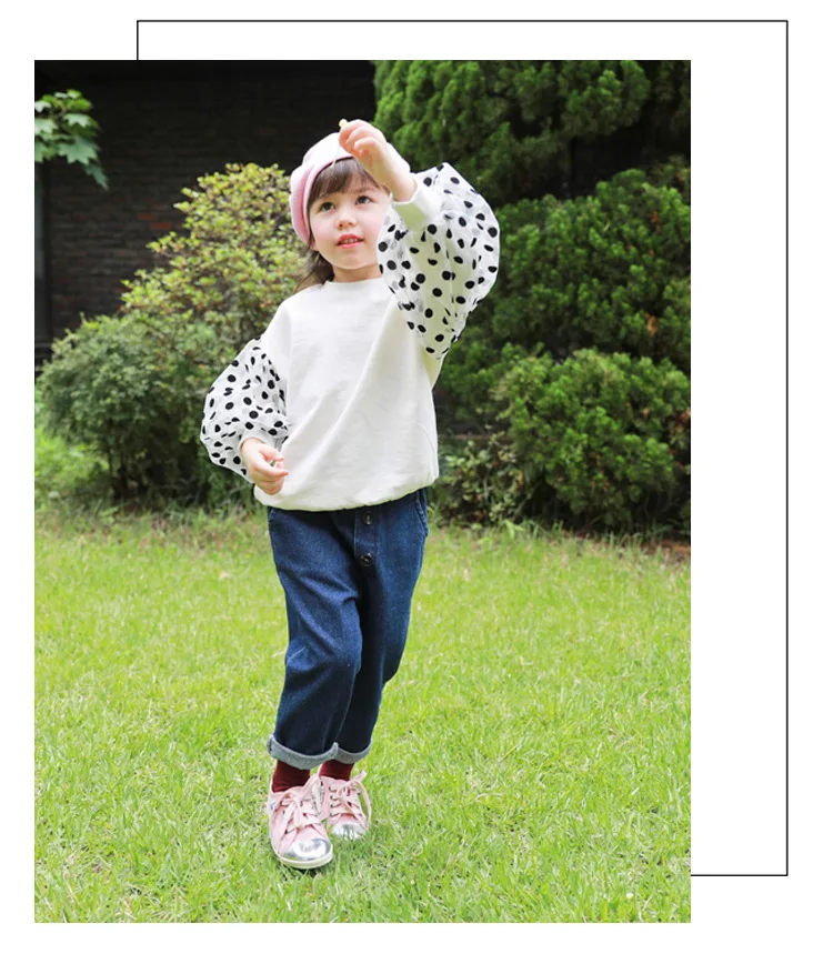 Весенний свитер для девочек, детский пуловер в горошек, худи, хлопковая одежда для маленьких девочек, детская одежда для девочек, верхняя одежда CA789