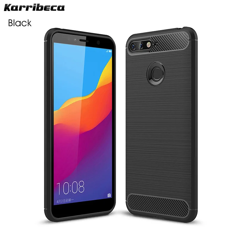 

Carbon fiber silicon case for Huawei honor 7a pro fundas brushed rugged armor tpu cover AUM-AL29 coque etui husa tok kryt puzdra