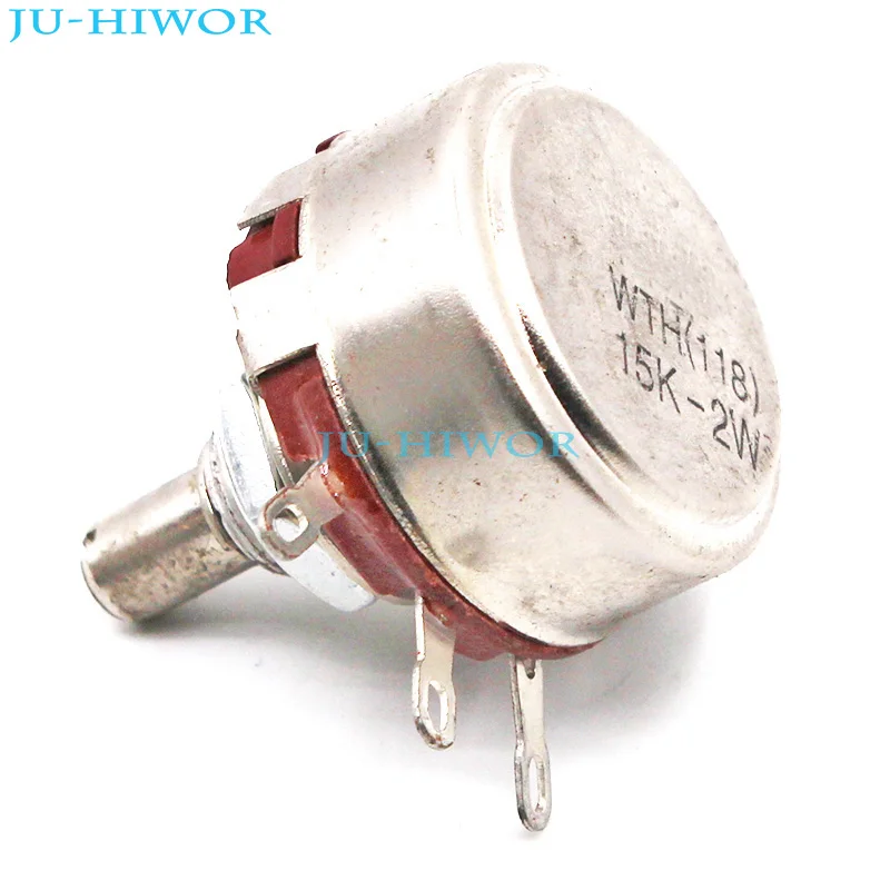 

(5pcs/lot) 2W 15K OHM Single Rotary Potentiometer B15K WTH118-1A Linear Taper With Nuts and Shim