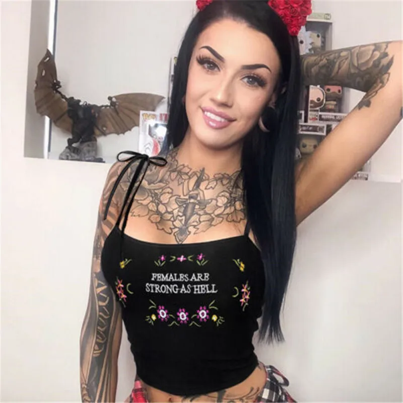 Женские ботинки Bralet Свободная блузка повседневное черный короткий топ безрукавки для женщин вышитые слинг топы корректирующие