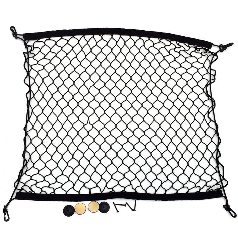 

Universal Car Rear Cargo Organizer Storage Elastic Net Mesh Holder with 4 Hooks TD326