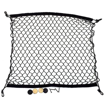 

Universal Car Rear Cargo Organizer Storage Elastic Net Mesh Holder with 4 Hooks TD326