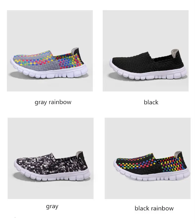 Big Size 35-44 Yards Woven Mesh Women Shoes Round Head Breathable Soft Flats Slip-On Footwear Lightweight Outdoor Casual Shoes (1)