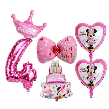 

6pcs Kids 4th Birthday Balloons Set Number 4 Foil Balloons For Baby Boy Girl 4 Years Old Happy Birthday Decoration Air Balloons