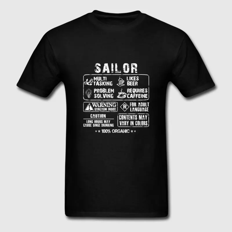 Юмор футболка для Для мужчин Homme Sailor Awesome моряка задачи футболки Сумасшедший