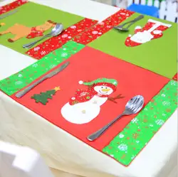 Рождественский стол столовых украшения красный зеленый с Санта Клаусом и снеговиком Рождество домашний праздник коврики колодки Интимные