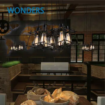 

Lustre Pendent Light Industries personality DIY Vintage Loft box cage Light cafe restaurant Lustres De Sala Lampe Industrielle