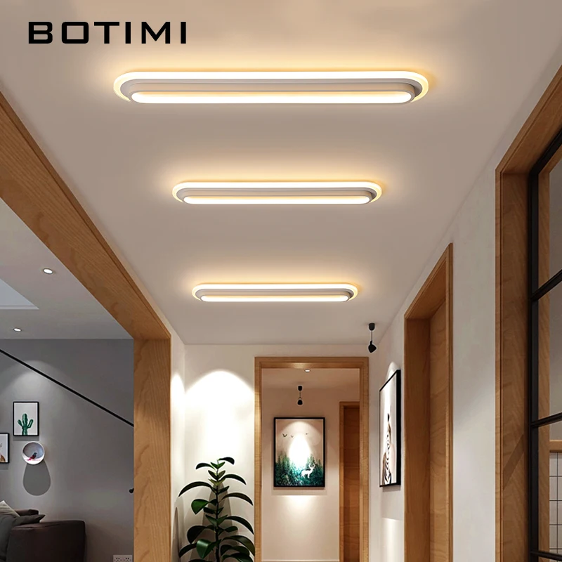

BOTIMI Rectangle 220V LED Ceiling Lights For Corridor Modern White Surface Mounted Dressing Room Lamps Simple Office Lighting