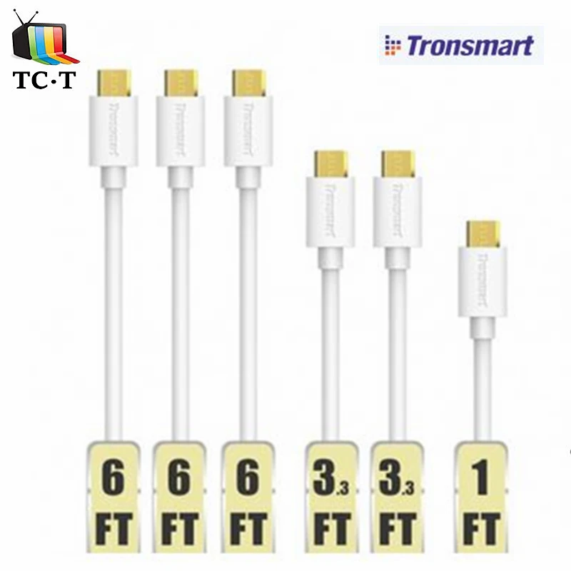 6pcs Tronsmart MUPP9 USB 2 0 Gold Plated Micro USB Cable Male to Micro USB White
