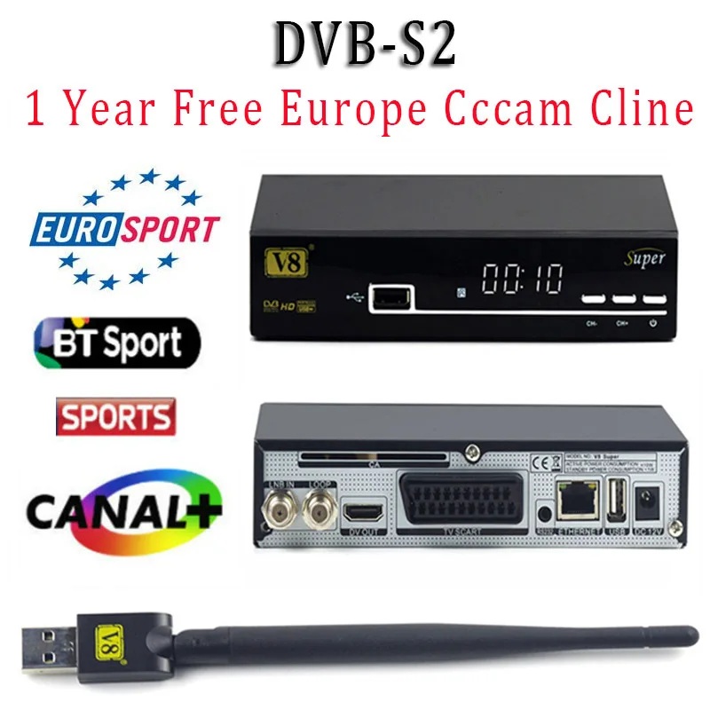 1 Year CCCAM Europe Cline freesat V8 super DVB S2 FTA Satellite receiver full HD Support