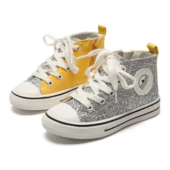 

Children's Canvas Shoes Boys 2019 Autumn Baby AB Cloth Shoes Girls Side Zipper High Cut Canvas Shoes Kids Breathable Footwear