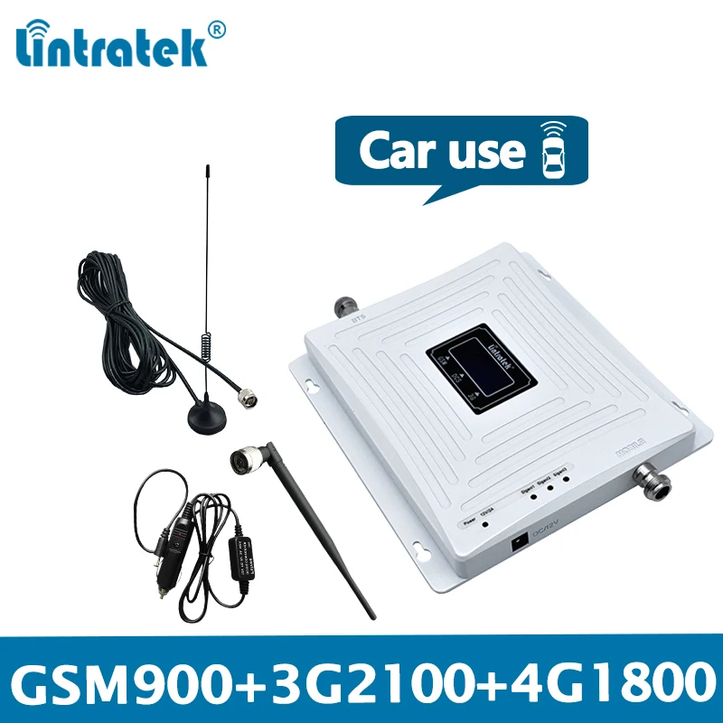 Lintratek репитер автомобильный gsm для машины трехдиапазонный 2G 3G 4G Автомобильный