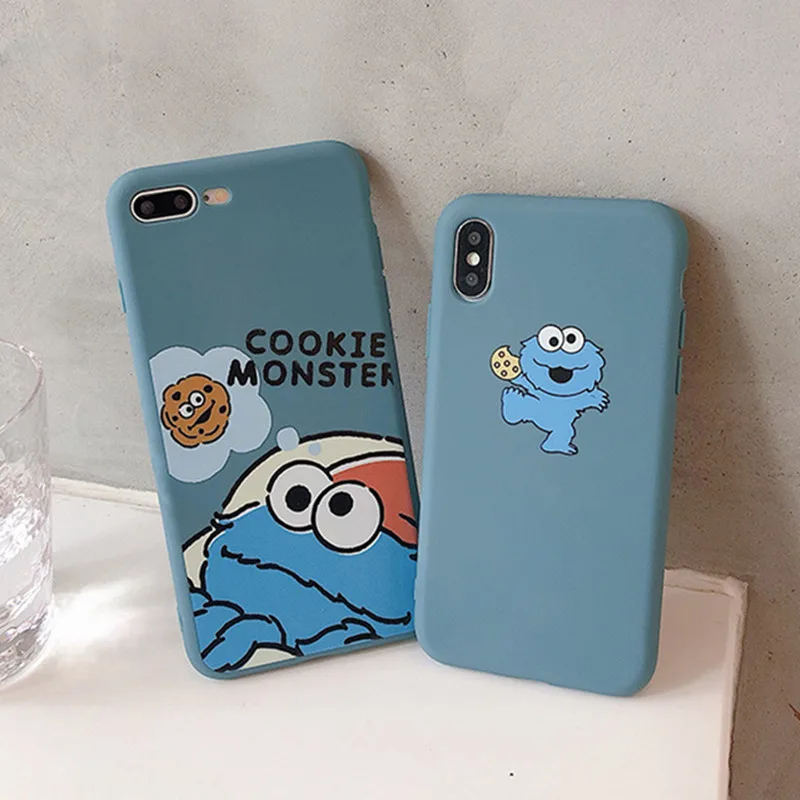 

Funny Cute Cartoon Sesame Street Cookie Elmo Phone Case For iPhone cover X XS Max XR coque 6 6 Puls 7 8 8Puls Soft silicone case