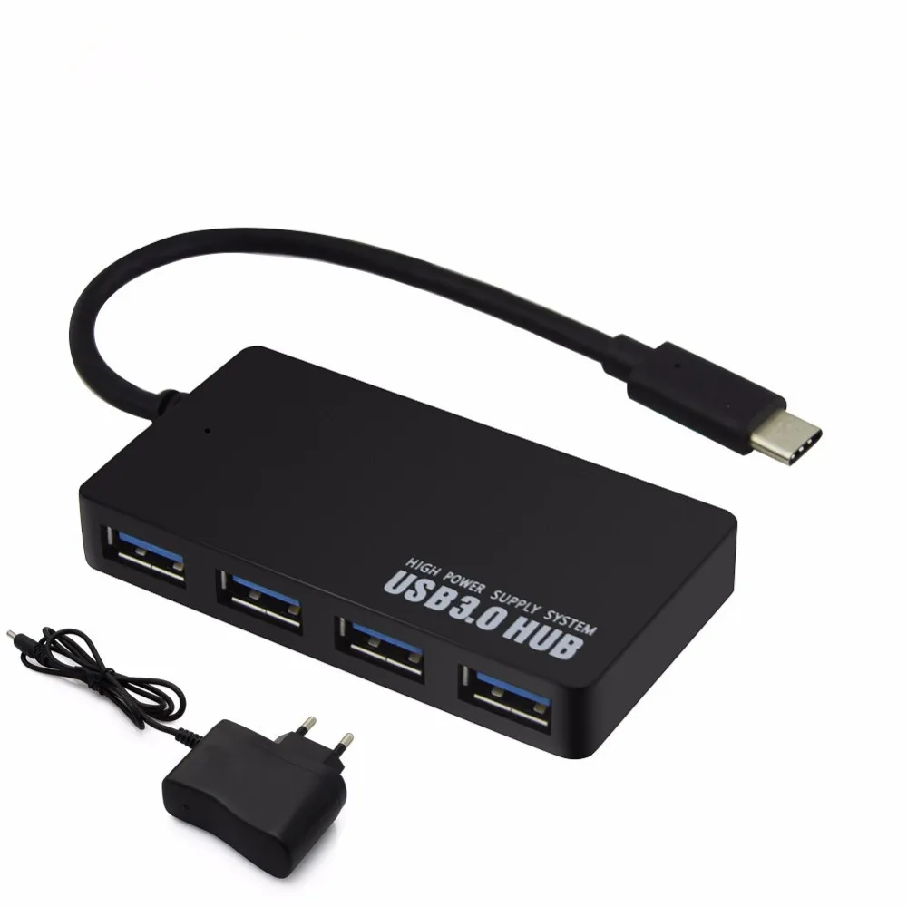 Горячая Распродажа USB-C концентратор 4 порта OTG USB 3,0 концентратор EU/AU/US/UK DC 5 в адаптер питания Тип C разветвитель для Macbook Xiaomi АКСЕССУАРЫ для ноутбуков