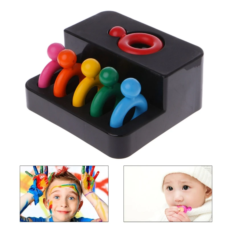 

6 Color Kids Learning Crayon Ring Shape Safety DIY Drawing Pen Edible Wax
