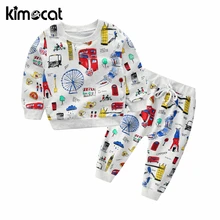Kimocat/Новинка года; Стильные комплекты детской одежды с рисунком для малышей; комплект одежды для маленьких мальчиков; хлопковая одежда с короткими рукавами для маленьких мальчиков