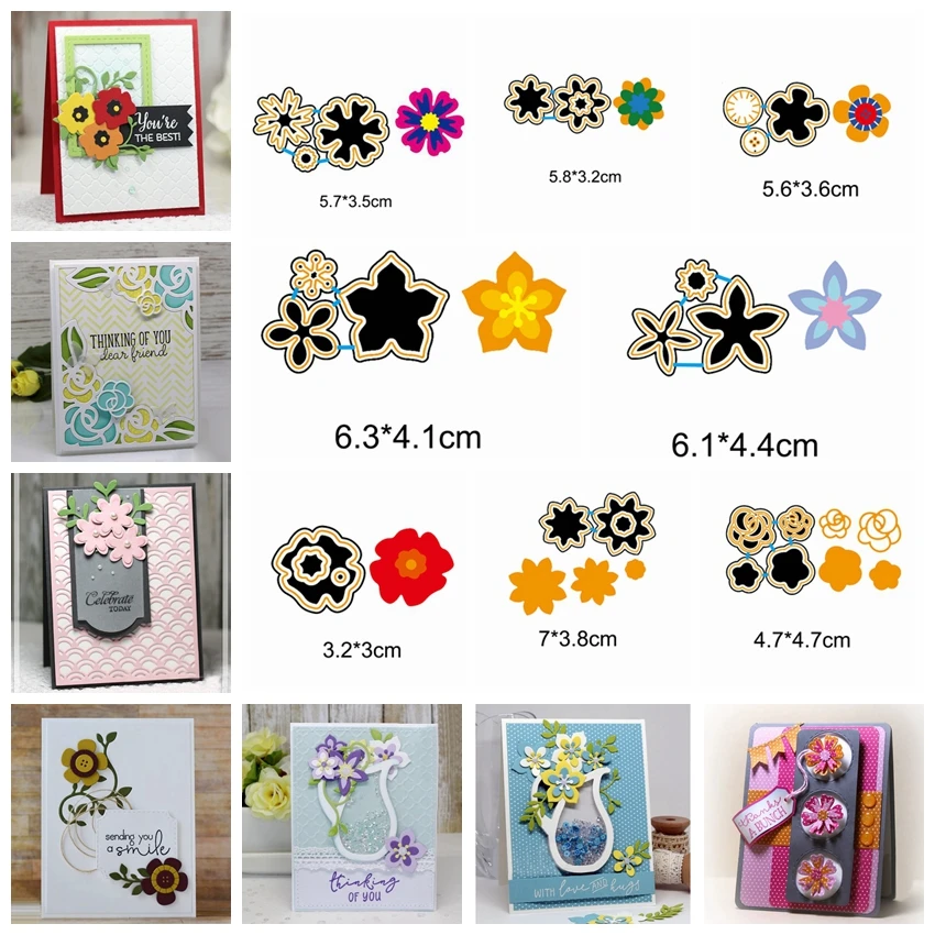 

Mixed Flower Metal Cutting Dies Silver Stencil For Scrapbooking Album Photo Paper Card Craft Fun New Winter Die-Cut Cutter