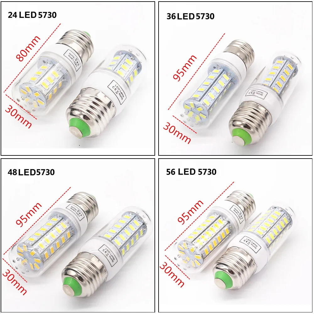 E27 E14 Светодиодная лампа 220 В B22 G9 SMD 5730 светильник 24 36 48 56 69 72 LED s Кукуруза для