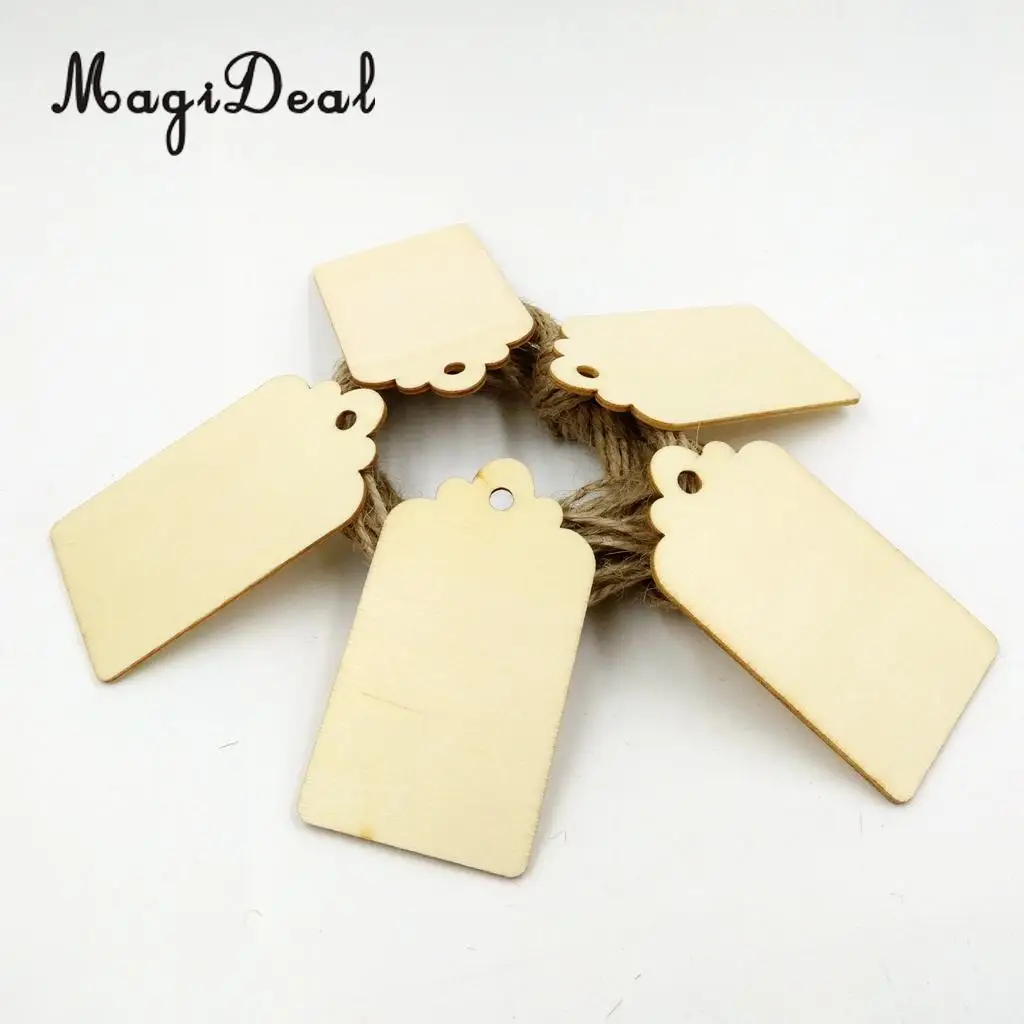 100pcs Unfinished Wood Tags Wooden Gift Tags Hanging for Wine Decor Wedding
