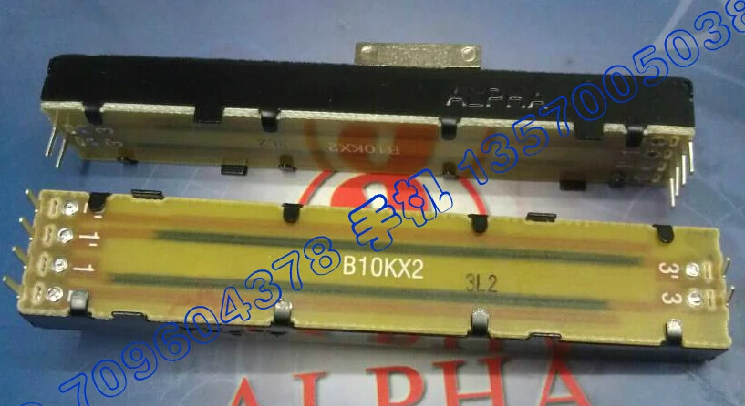 

1PCS Taiwan ALPHA Alfa 8.8 cm with straight rod sliding potentiometer double B10K T type shaft 8.2