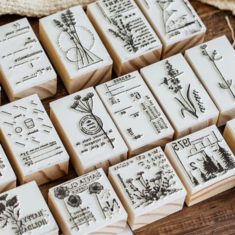 

Flower Vintage Plant stamp DIY wooden rubber stamps for scrapbooking stationery scrapbooking standard stamp