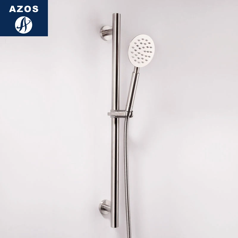 

Azos Shower Rod SUS304 Stainless Steel Nickel Brushed Rise And Fall Single Function Rotatable Bracket Space Saving Bathroom Roun