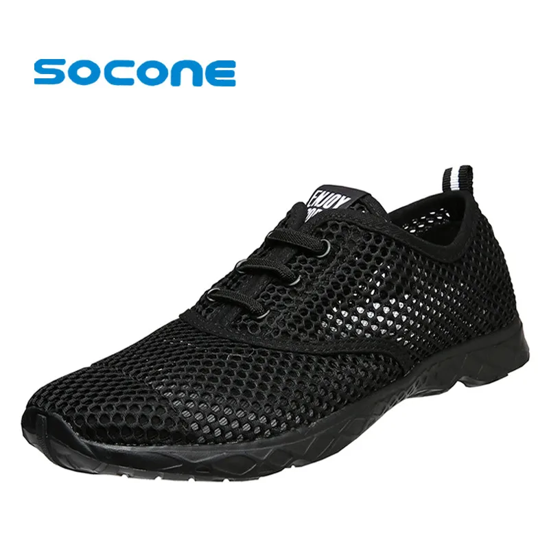 Мужские кроссовки Socone черные летние туфли из дышащей сетки Chaussure женская обувь