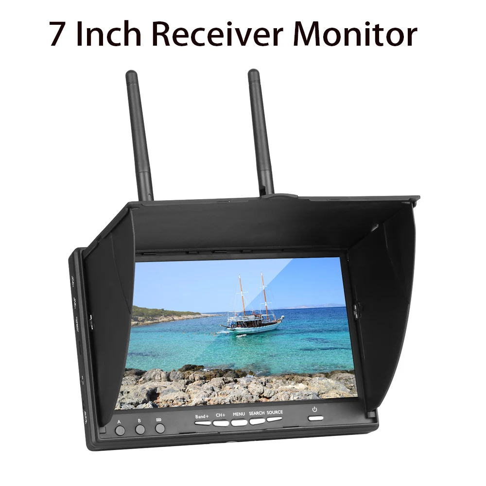 

High Quality LCD5802S 5802 40CH Raceband 5.8G 7 Inch Diversity Receiver Monitor 800*480 with Build-in Battery for Quadcopter FPV
