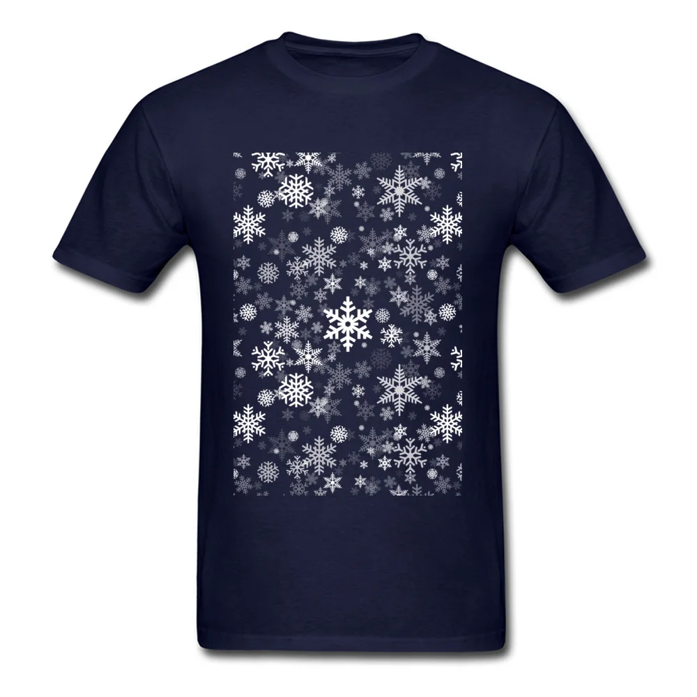 Casual Festive Snowflakes T Shirt for Men Classic April FOOL DAY O-Neck All Cotton Short Sleeve T-shirts Customized Tee Shirts Festive Snowflakes navy
