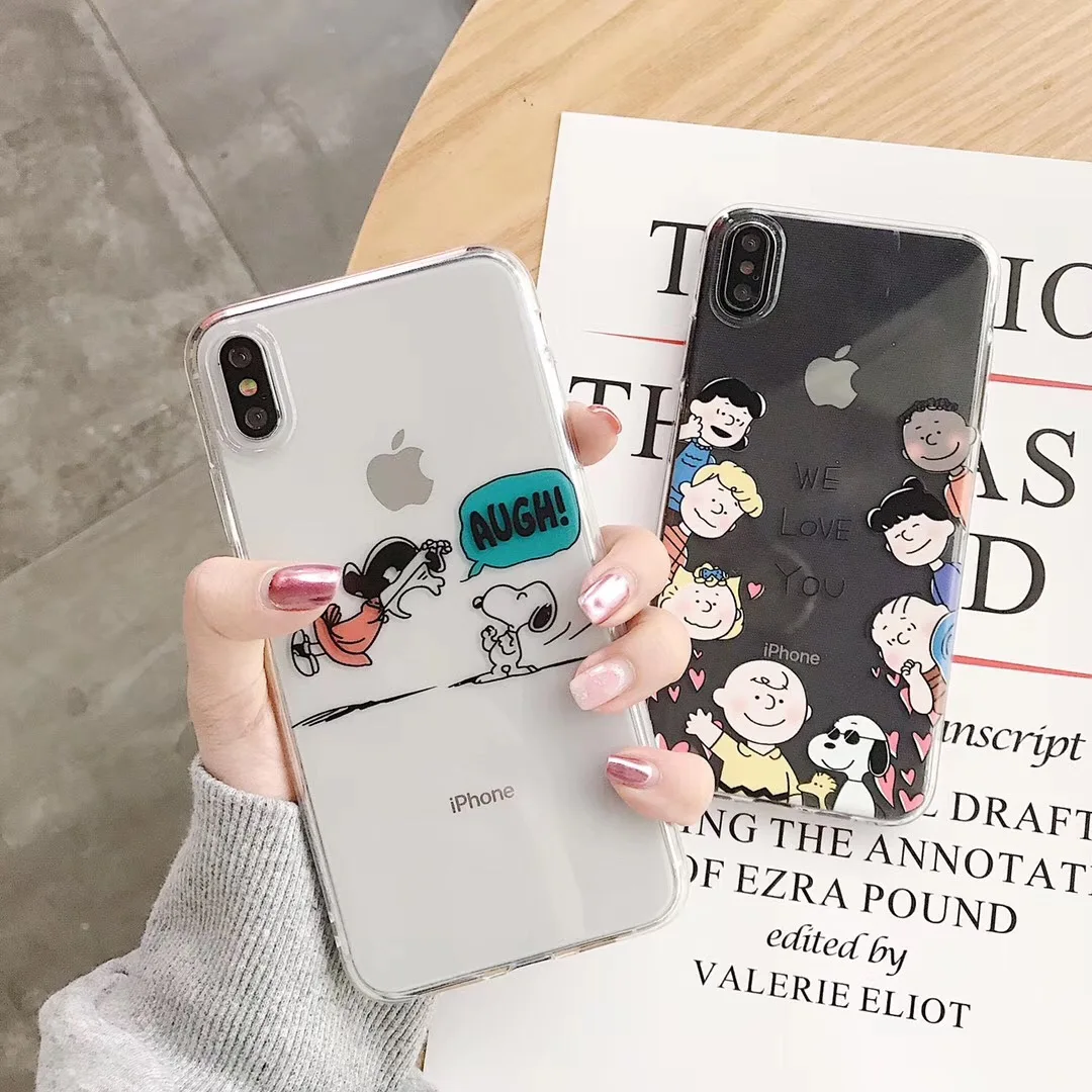 

New anime cute cartoon Charlie Brown phone case for iPhone XR XS MAX 8 7 6S 6 Plus soft silicone TPU all-inclusive back cover