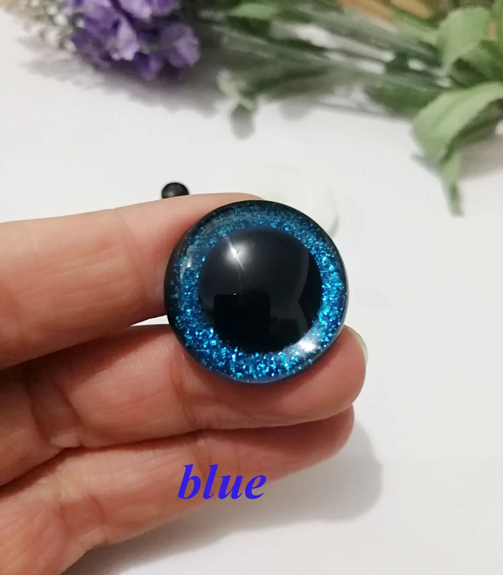 10pcs--N16--26mm/28mm/30mm/40mm/50mm big size round clear toy safety glitter eyes + glitter fabric + hard washers 9