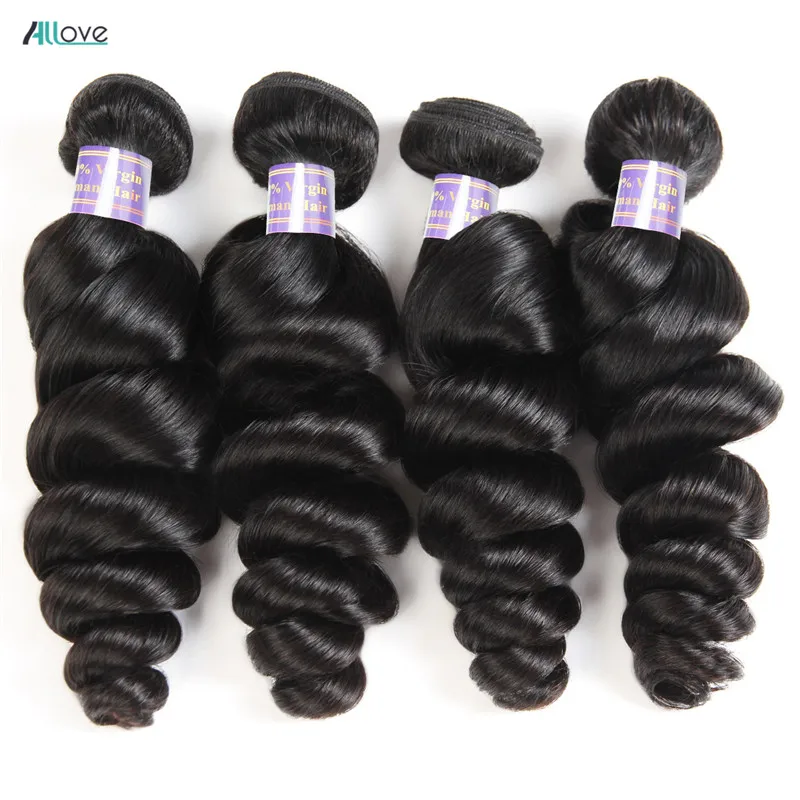 Allove Loose Wave Hair Bundles Indian Hair Bundles 100% Human Hair Extensions Natural Color 1/3/4 Pieces Non Remy Hair Weave Allove Loose Wave Hair Bundles Indian Hair Bundles 100% Human Hair Extensions Natural Color 1/3/4 Pieces Non Remy Hair Weave