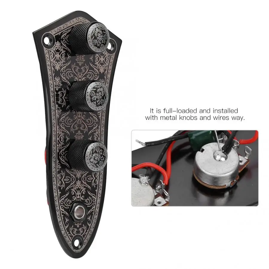 

Guitar Parts Guitar Accessories Black Carving Iron Jazz Style Bass Guitar Switch Control Plate Musical Instrument Accessories