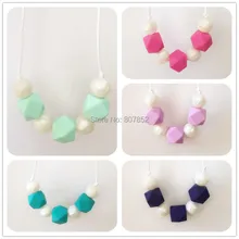 5 unids/lote BPA Libre Silicona DIY Baby Safe Simulado Collar de Silicona Dentición Beads Hexagon Joyería Mordedor para Fashiona Mamá a desgaste