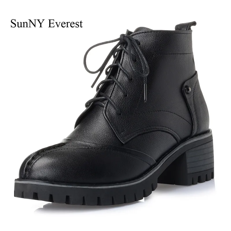 SunNY Everest women boots real leather cow rubber sole high heels 5.5cm