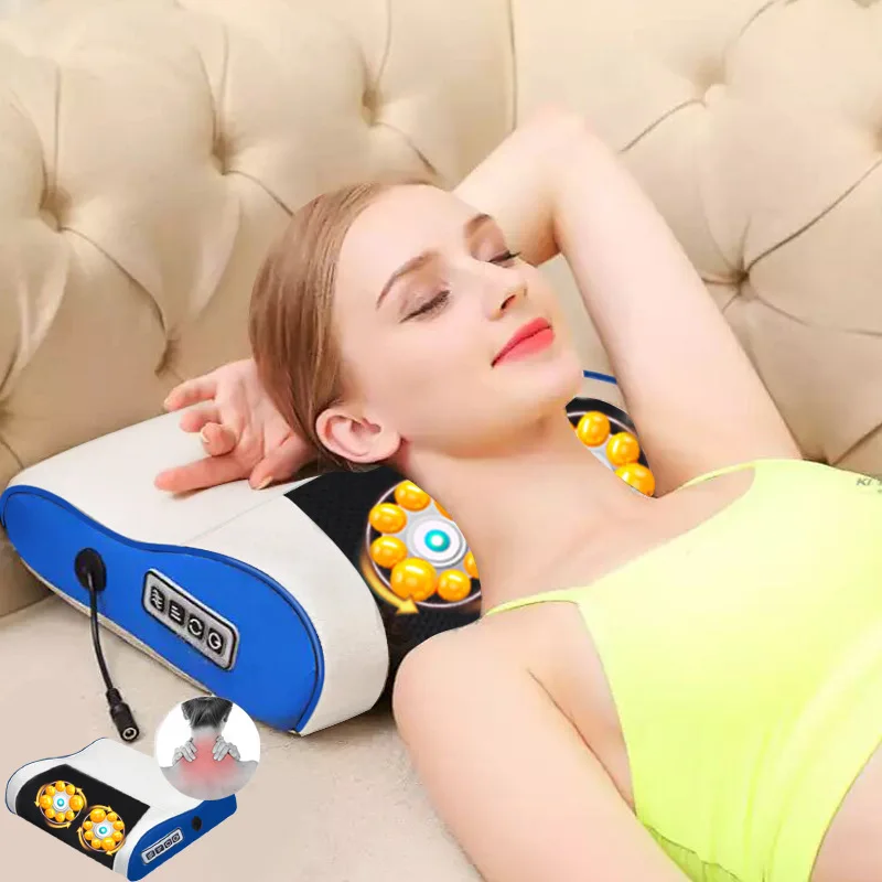 Massage pillow multi-function neck massage pillow electric cervical massager household kneading body back massage cushion cervical massage body neck back waist massage cushion body multi function pillow massage chair cushions home cushion
