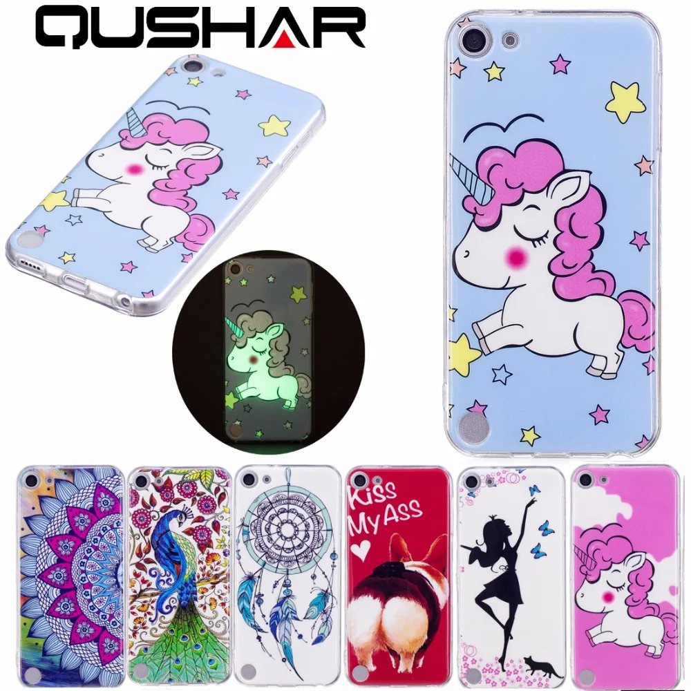 QuShar мягкий ударопрочный чехол из ТПУ для ipod Touch 5 6 светящийся милый с рисунком
