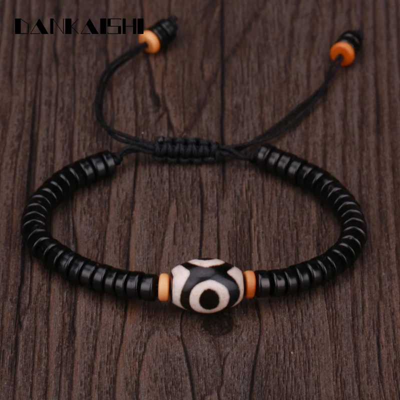 

Dankaishi Boddha Bracelets Women Men Religious Natural Coconut Beaded Woven Amulet Buddhism Braided Bead Bracelet DKSFZ086