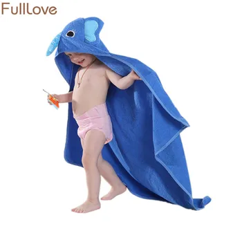

FullLove 90*90cm 1PC Microfiber Cartoon Hooded Bath Towel for Kids Blue Asborbent Girls Boys Beach Towels Bath Robe 0-6 Years
