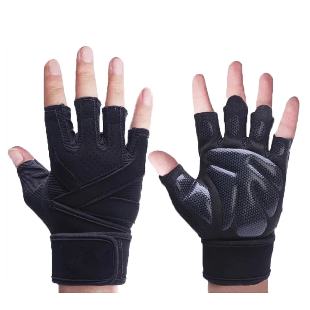 SPORTSHUB Professional Half Finger Gym Fitness Gloves Body Building Training Wrist Glove for Dumbbell Weightlifting EF0033