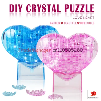 

3D stereo flash love Peach crystal three-dimensional jigsaw puzzle 3D three-dimensional puzzle with flashes of heart
