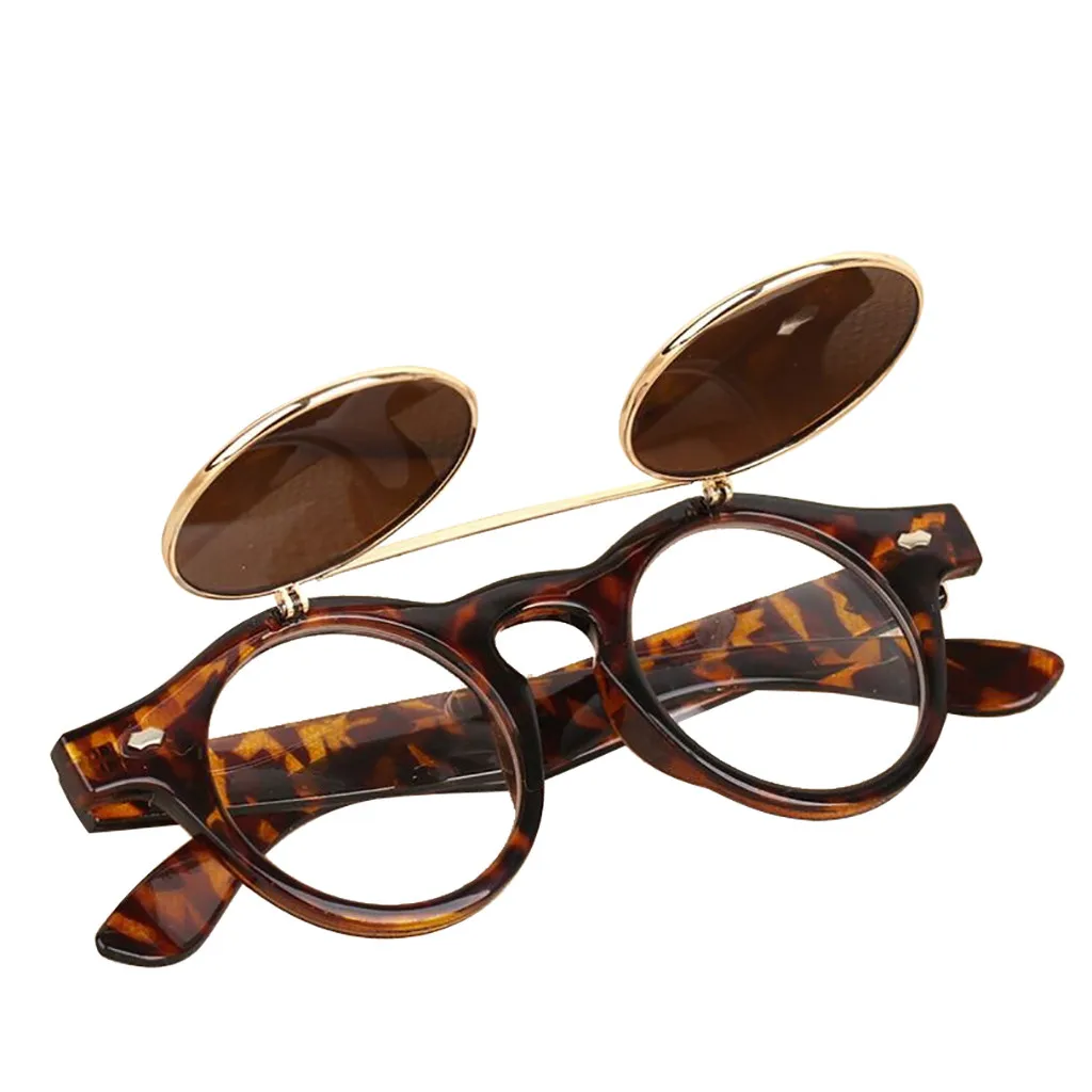 

2019 new fashion steampunk gothic goggles glasses round retro clam round ladies men summer 4.15