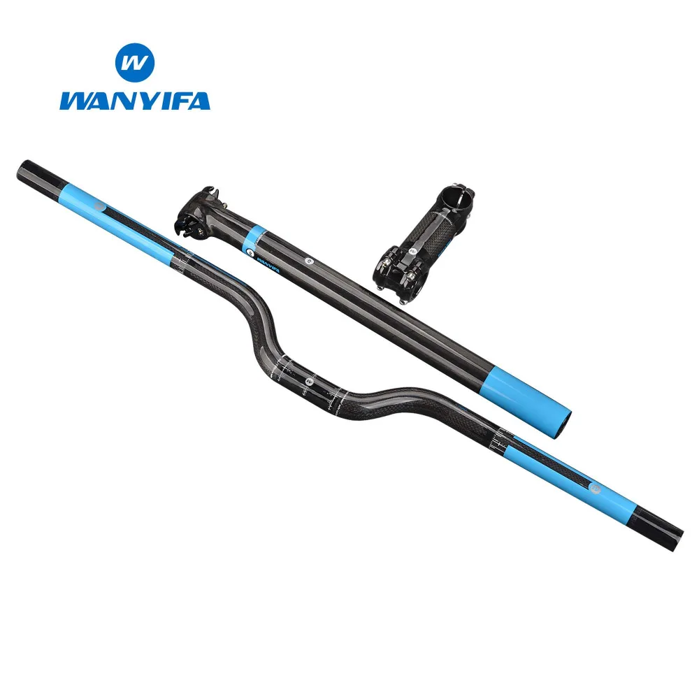 Wanyifa Carbon MTB Bicycle Rise Handlebar Stem Setback Seatpost