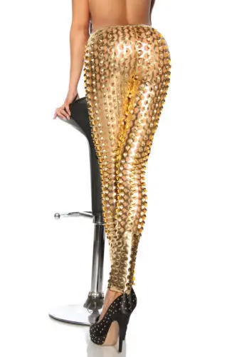 Сексуальные женские леггинсы с 3D принтом в виде золотого металлик, популярные штаны, костюм для дискотеки, танцев на шесте, ночного клуба, размер M-L