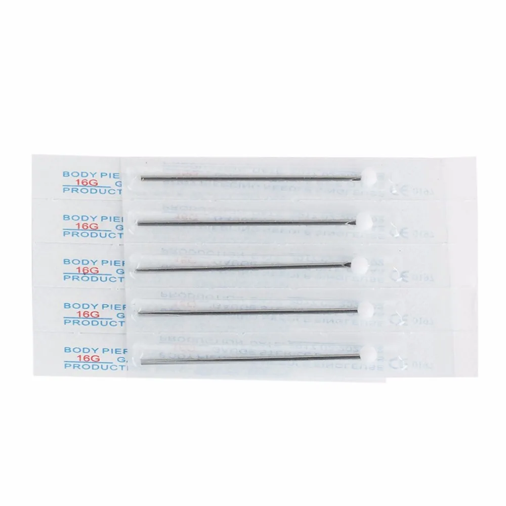 10pcs/lot 16G Piercing Needles Tattoo Accessory Disposable Sterile Body Piercing Needles for Navel Ear Nose Tattoo Needle