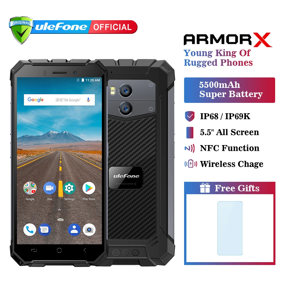 Ulefone Armor X IP68 водонепроницаемый мобильный телефон Android 8 1 5 &quotHD четырехъядерный 2 ГБ