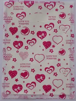 

500pcs Promotions 15x20cm love Heart design Gift Bags Plastic Boutique Pouches Shopping Gift Package Bag 01502010