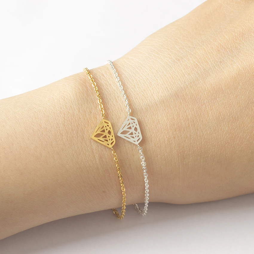 

Minimal Stainless Steel Eternal Cone Shape Bracelet Link Chain Gold Color Geometric Triangle Bracelet for Women Wedding Gift