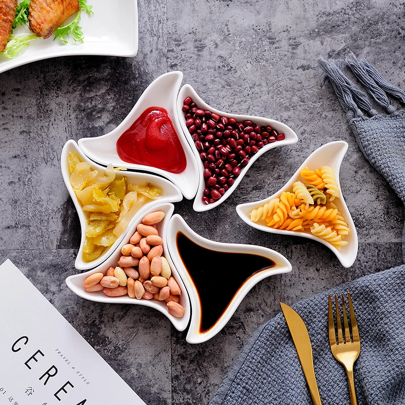 

Creative Detachable Ceramic Pinwheel Serving Dish Decorative Porcelain Assorted Dinner Plate Dinnerware for Jam, Sauce and Syrup